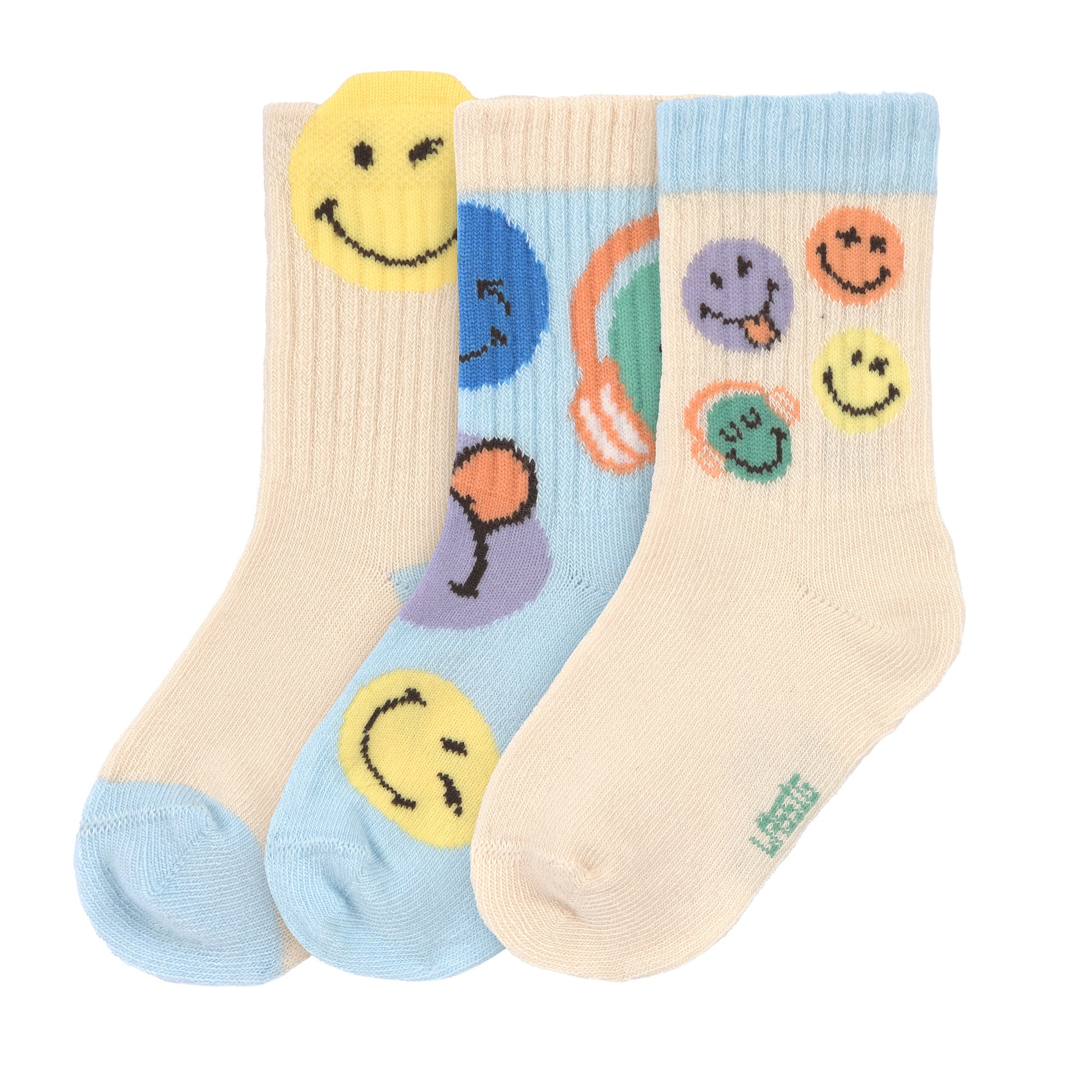 Lässig Lässig - Tennis Socks Kids GOTS (3 pcs) - Smiley World Blue - Pearls & Swines