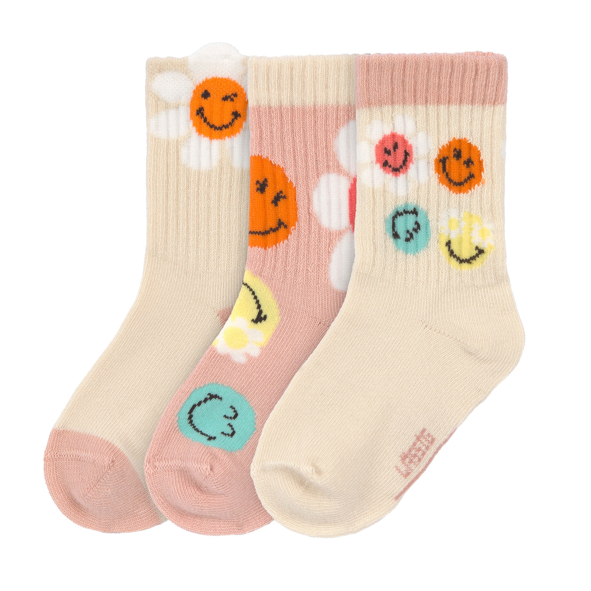 Lässig Lässig - Tennis Socks Kids GOTS (3 pcs) - Smiley World Dusty Rose - Pearls & Swines
