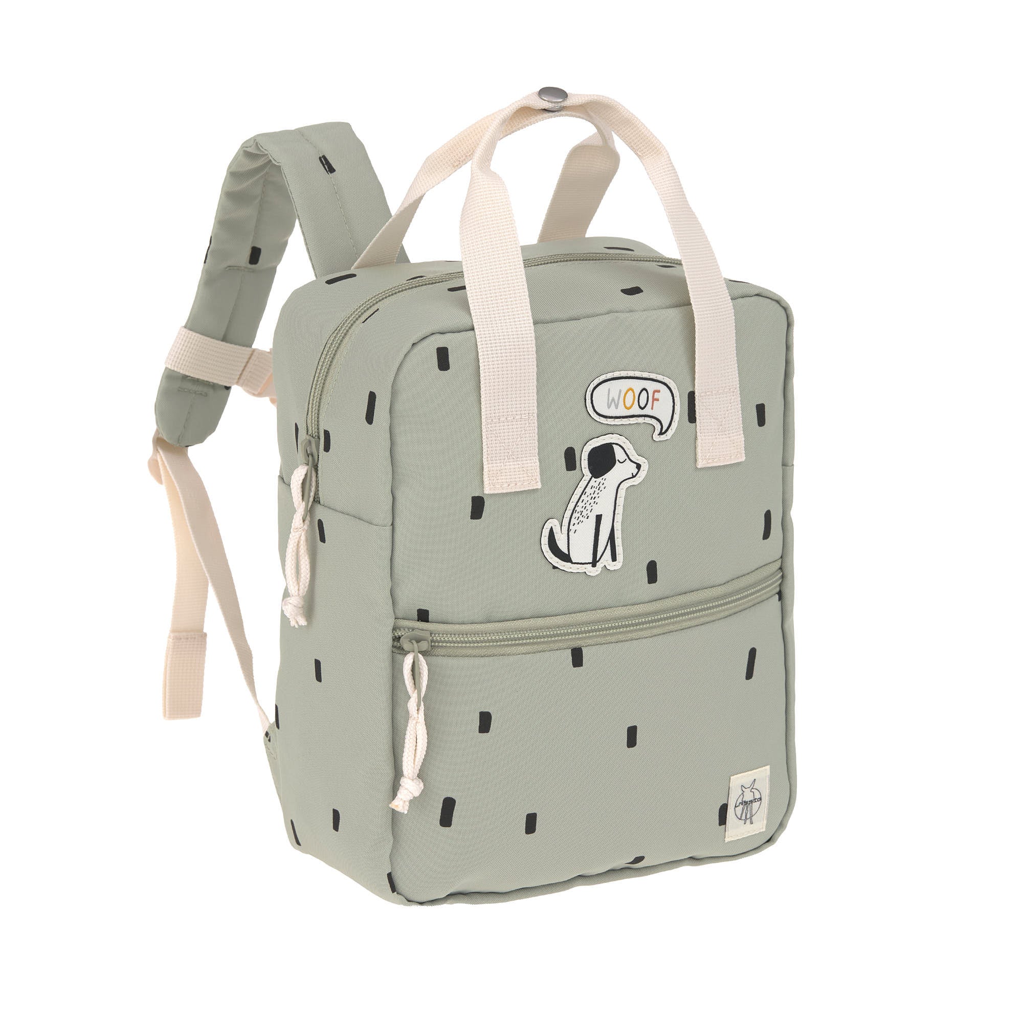 Lässig Lässig - Mini Square Backpack - Happy Prints, light olive - Pearls & Swines