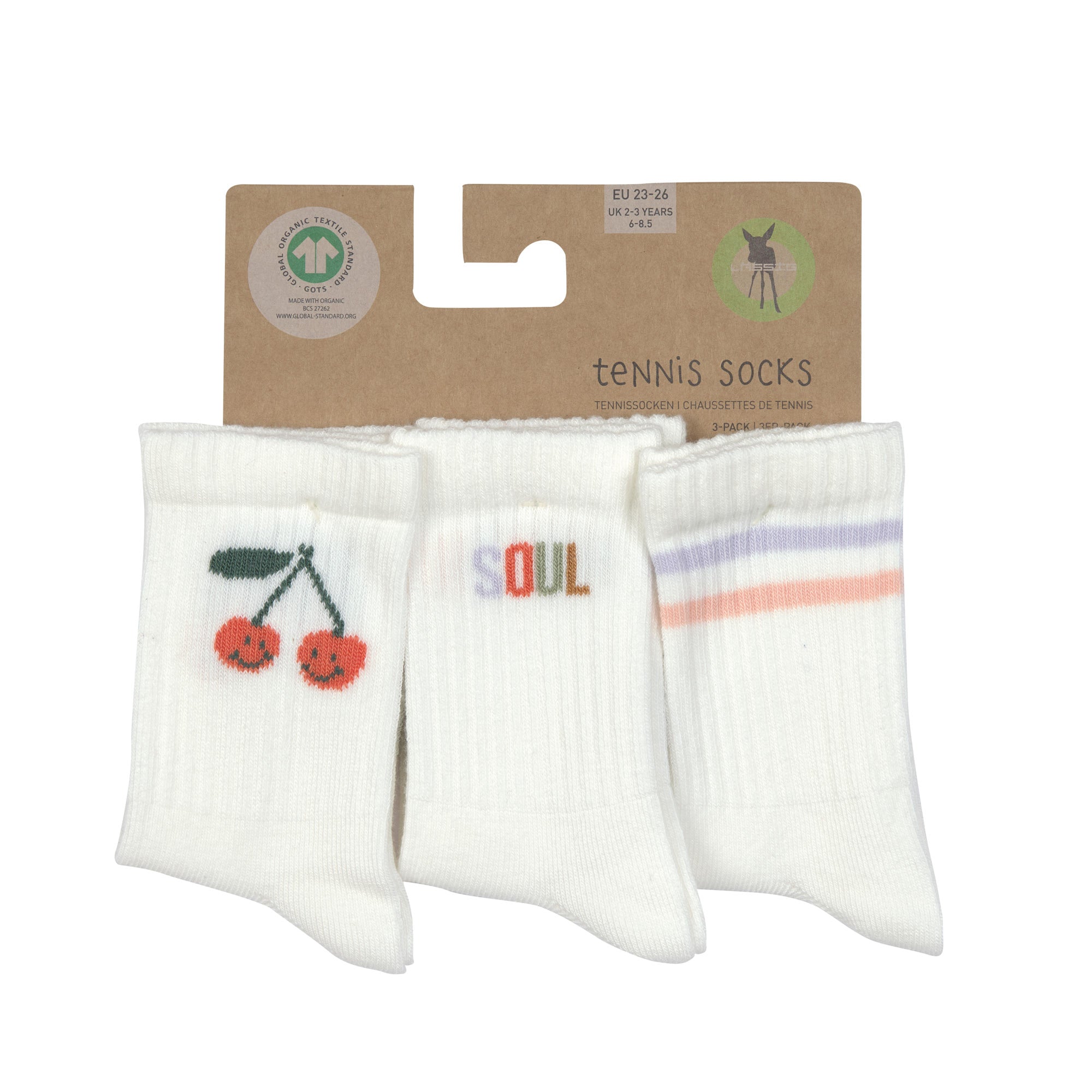 Lässig Lässig - Tennis Socks Kids (3 pcs) - Little Gang, Cherry - Pearls & Swines