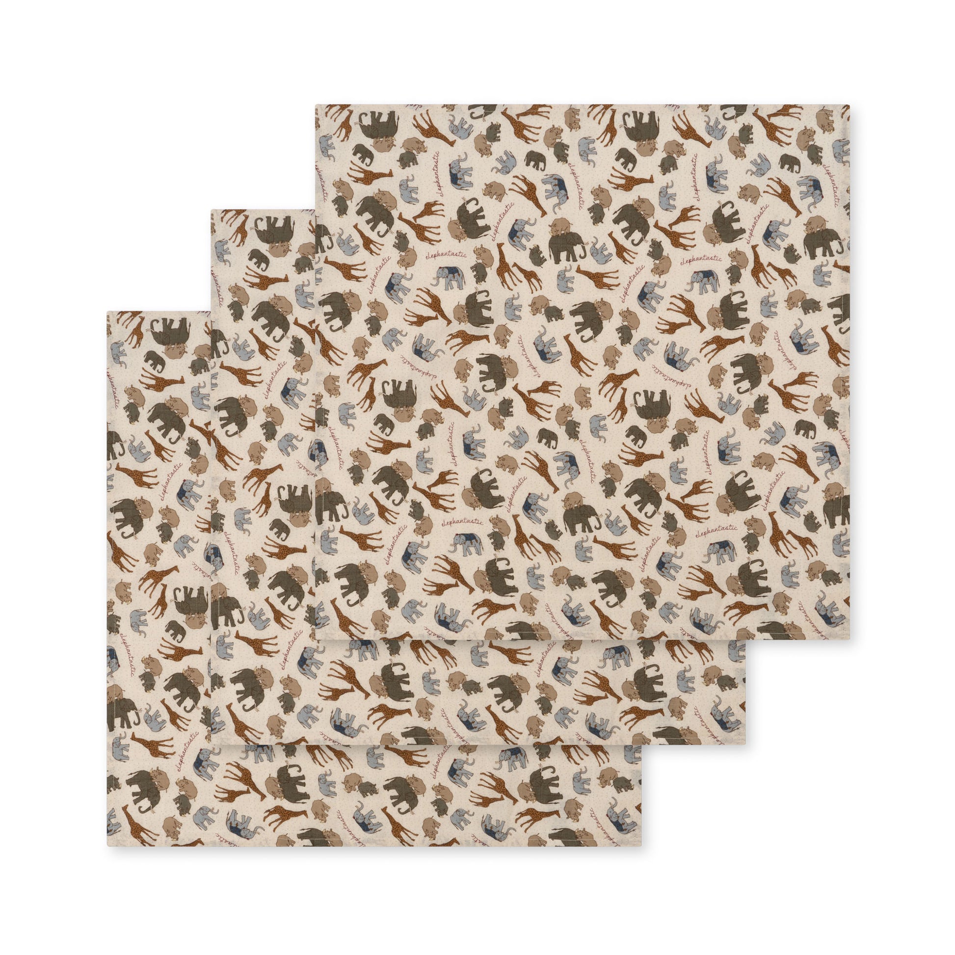 Konges Sløjd Konges Sløjd 3 Pack Muslin Cloths - Elephantastic - Pearls & Swines