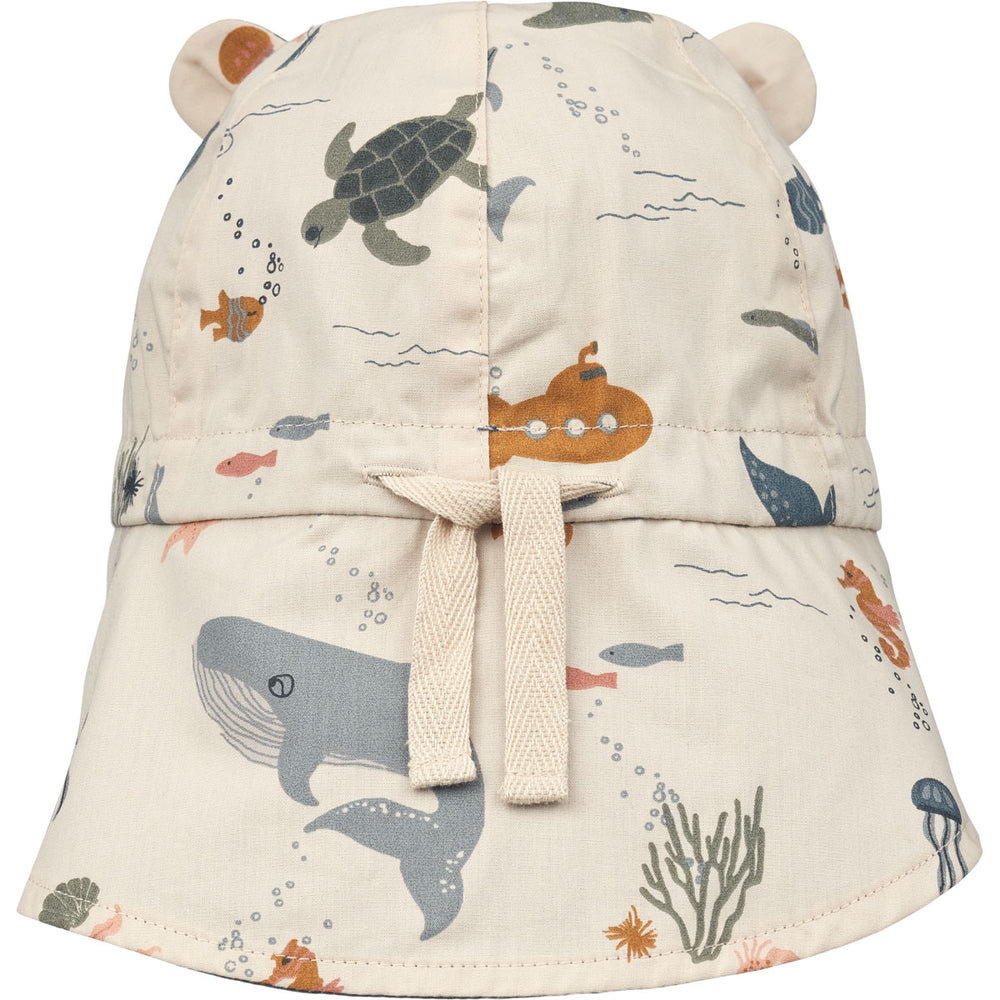 Liewood Collection Sale - Liewood - Gorm Reversible Sun Hat - Sea Creature/Sandy - Pearls & Swines