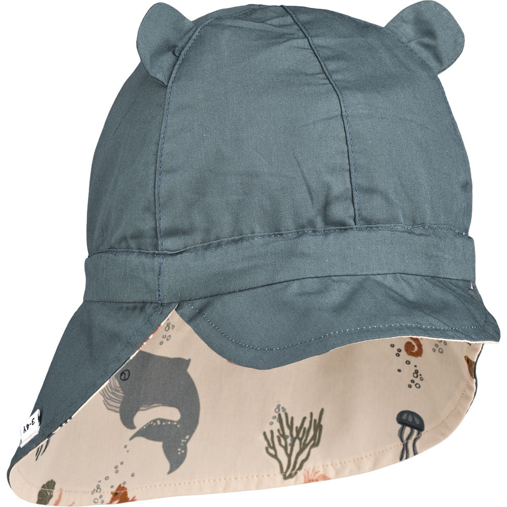 Liewood Collection Sale - Liewood - Gorm Reversible Sun Hat - Sea Creature/Sandy - Pearls & Swines