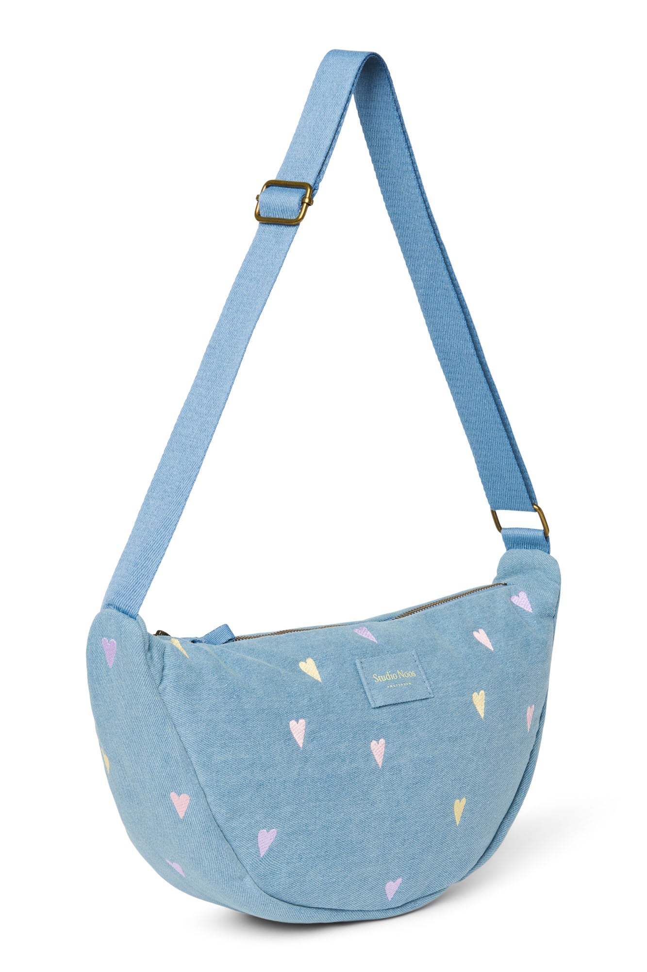 Pearls and Swines Studio Noos - Denim Adult Fanny Pack - Light Blue Hearts - Pearls & Swines