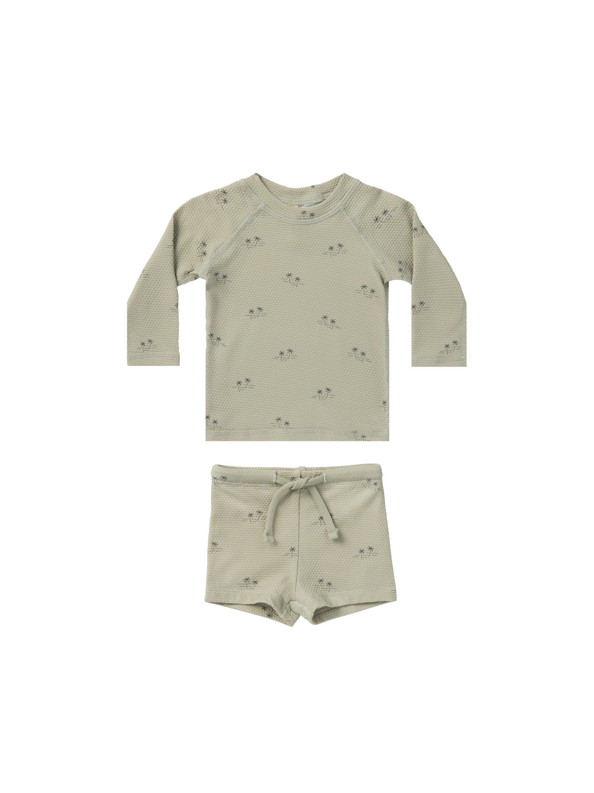 Quincy Mae Quincy Mae Finn Rashguard + Short Set || Palm Trees - Pearls & Swines