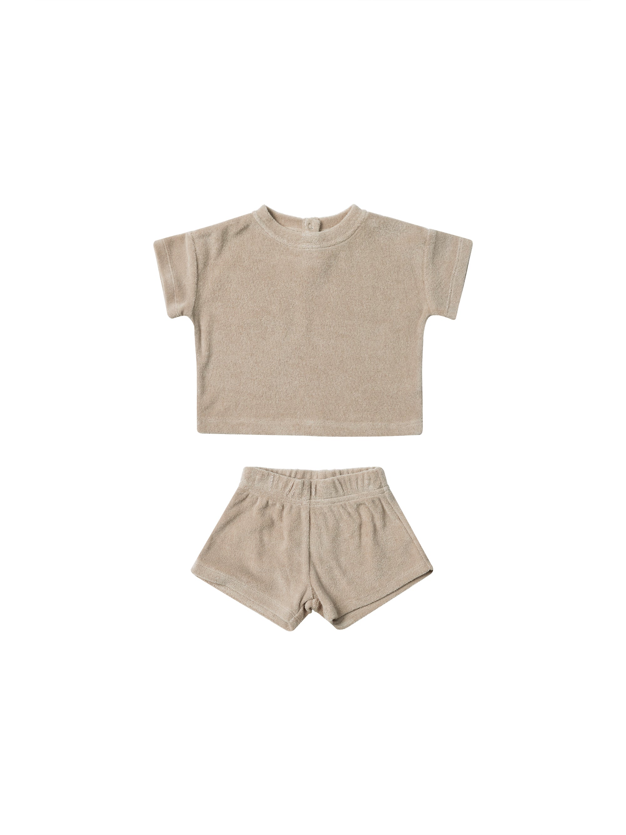 Quincy Mae Quincy Mae Terry Tee + Shorts Set || Oat - Pearls & Swines