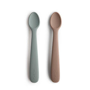 Mushie Mushie Silicone Feeding Spoons 2-Pack - Stone/Cloudy Mauve - Pearls & Swines