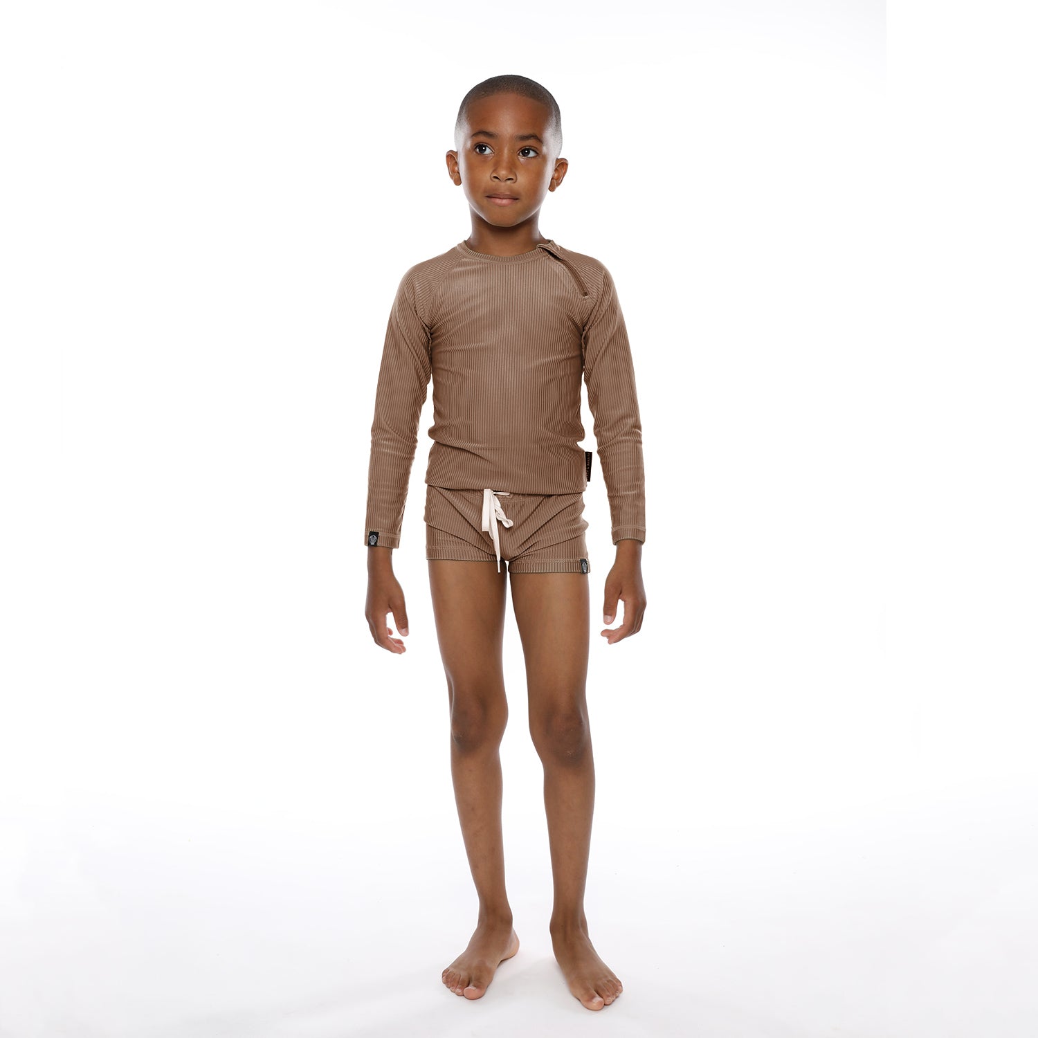 Beach & Bandits Collection Sale - Beach & Bandits - Chocolate Ribbed - Swimshort - Pearls & Swines