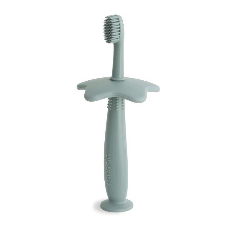 Mushie Mushie Flower Training Toothbrush - Cambridge Blue - Pearls & Swines