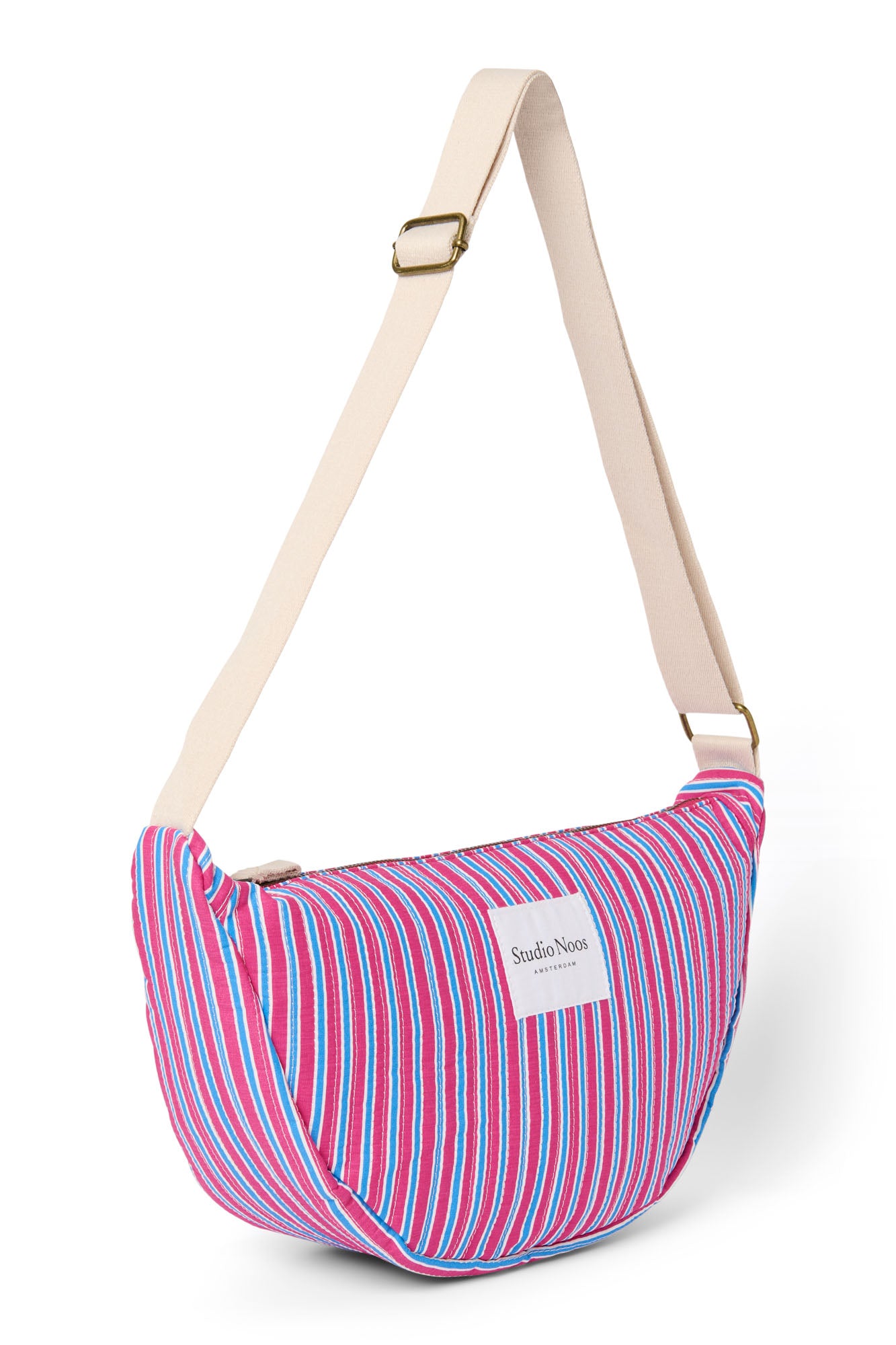Pearls and Swines Studio Noos - Poplin Striped Adult Fanny Pack - Raspberry - Pearls & Swines