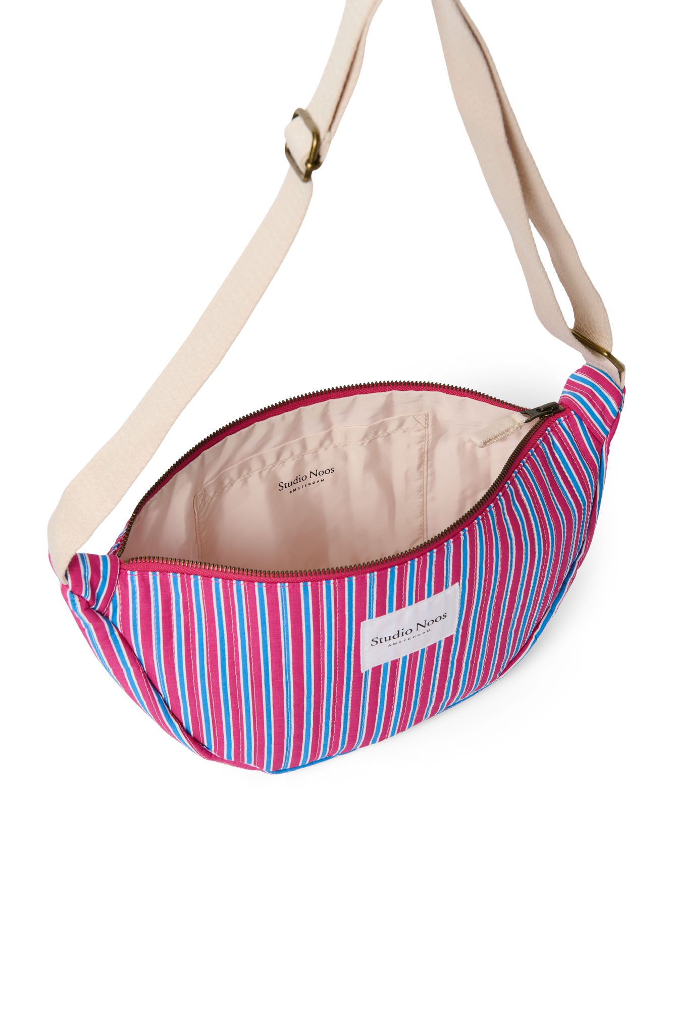 Pearls and Swines Studio Noos - Poplin Striped Adult Fanny Pack - Raspberry - Pearls & Swines