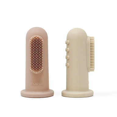 Mushie Mushie Finger Toothbrush - Shifting Sand/Blush - Pearls & Swines