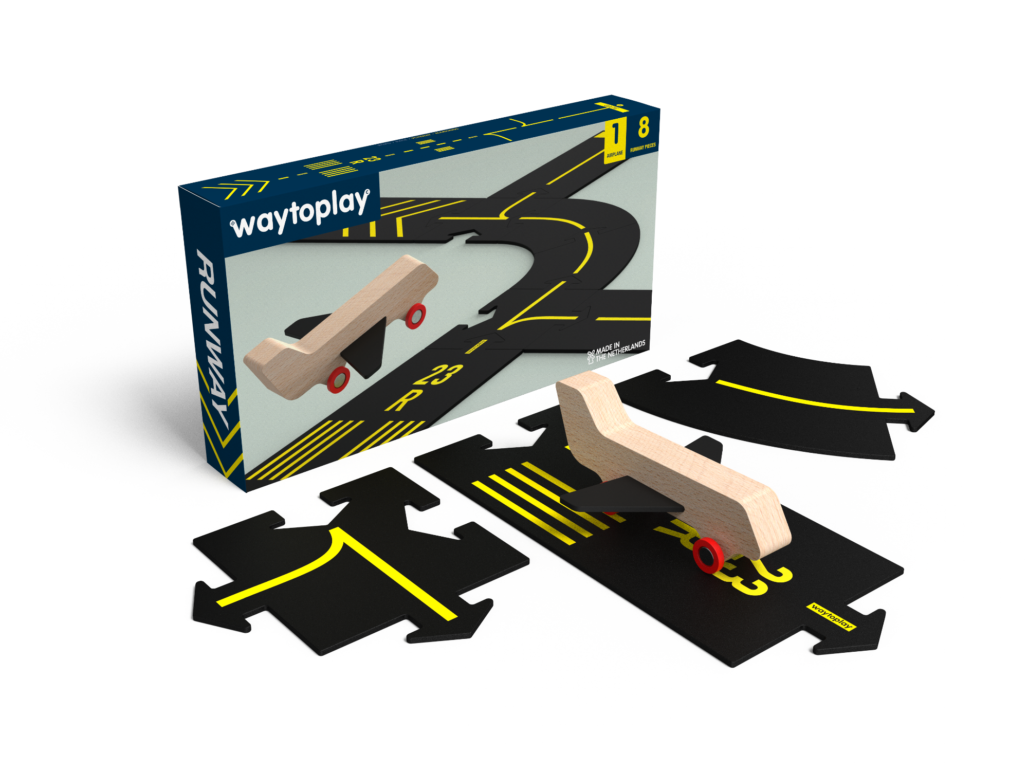 Waytoplay Waytoplay - Runway - 8 Pieces + 1 airplane - Pearls & Swines