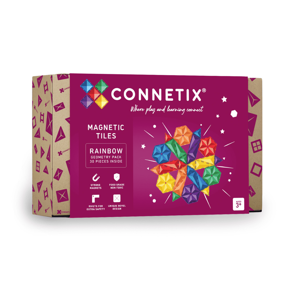 Connetix Tiles Connetix Tiles - Rainbow Geometry - Pack 30 pc - Pearls & Swines