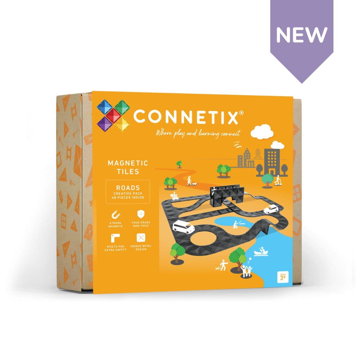 Connetix Tiles Connetix Creative Roads Pack 48 pc - Pearls & Swines