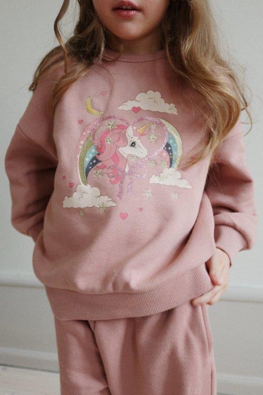 Konges Sløjd Konges Sløjd Lou Glitter Sweatshirt - Mahogany Rose - Pearls & Swines