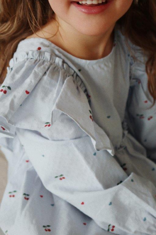 Konges Sløjd Konges Sløjd Evia LS Bow Dress - Cherry Blue Coeur - Pearls & Swines