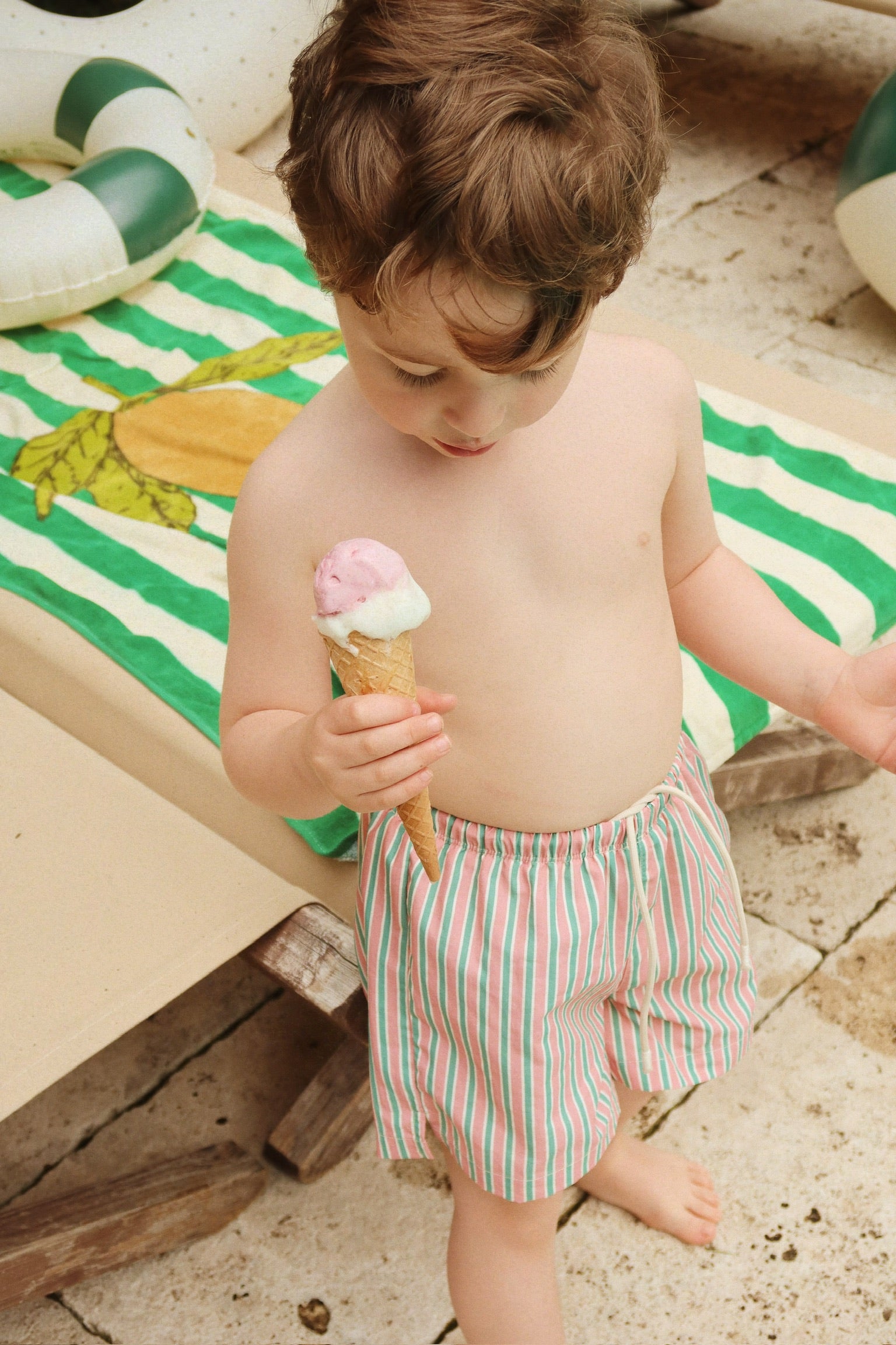 Konges Sløjd Konges Sløjd - Asnou Swim shorts GRS - Blush Stripe - Pearls & Swines