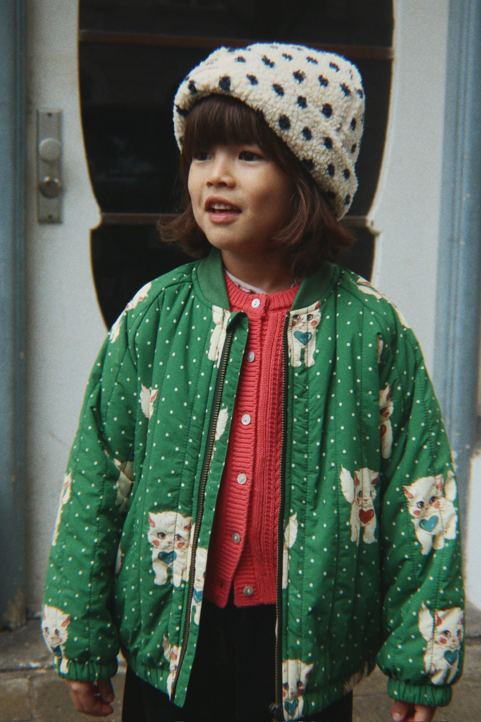 Konges Sløjd Konges Sløjd - Juno Printed Bomber Jacket - Dot Miao Verde - Pearls & Swines