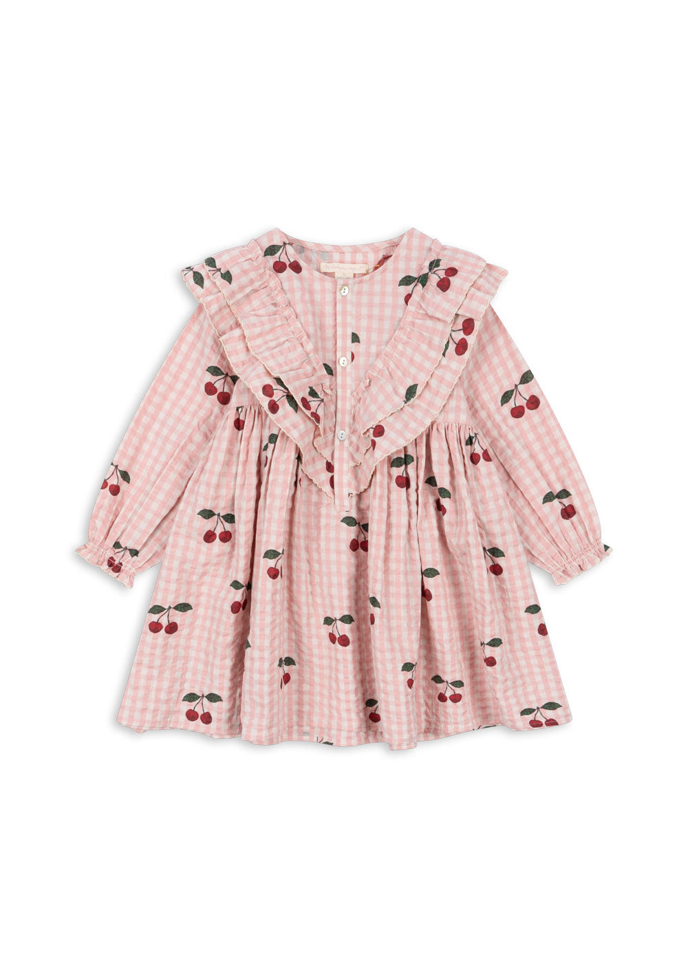 Konges Sløjd Konges Sløjd Kim Frill Dress Gots - Cherry Check - Pearls & Swines