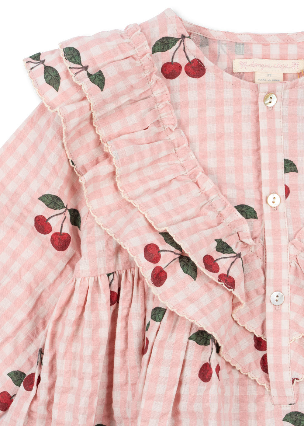 Konges Sløjd Konges Sløjd Kim Frill Dress Gots - Cherry Check - Pearls & Swines