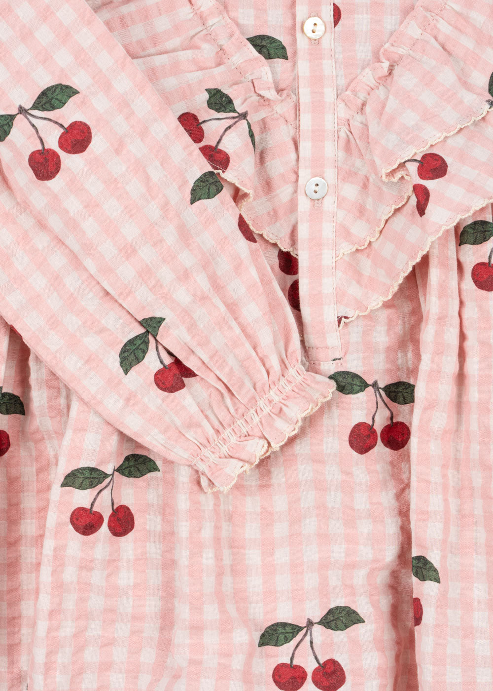Konges Sløjd Konges Sløjd Kim Frill Dress Gots - Cherry Check - Pearls & Swines