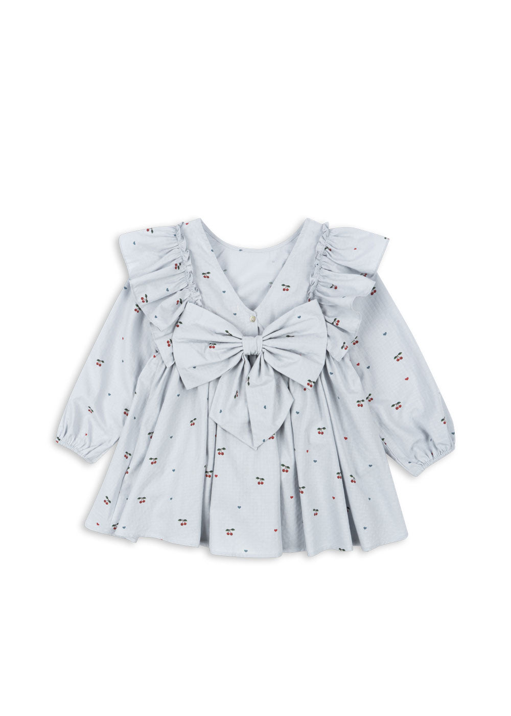 Konges Sløjd Konges Sløjd Evia LS Bow Dress - Cherry Blue Coeur - Pearls & Swines