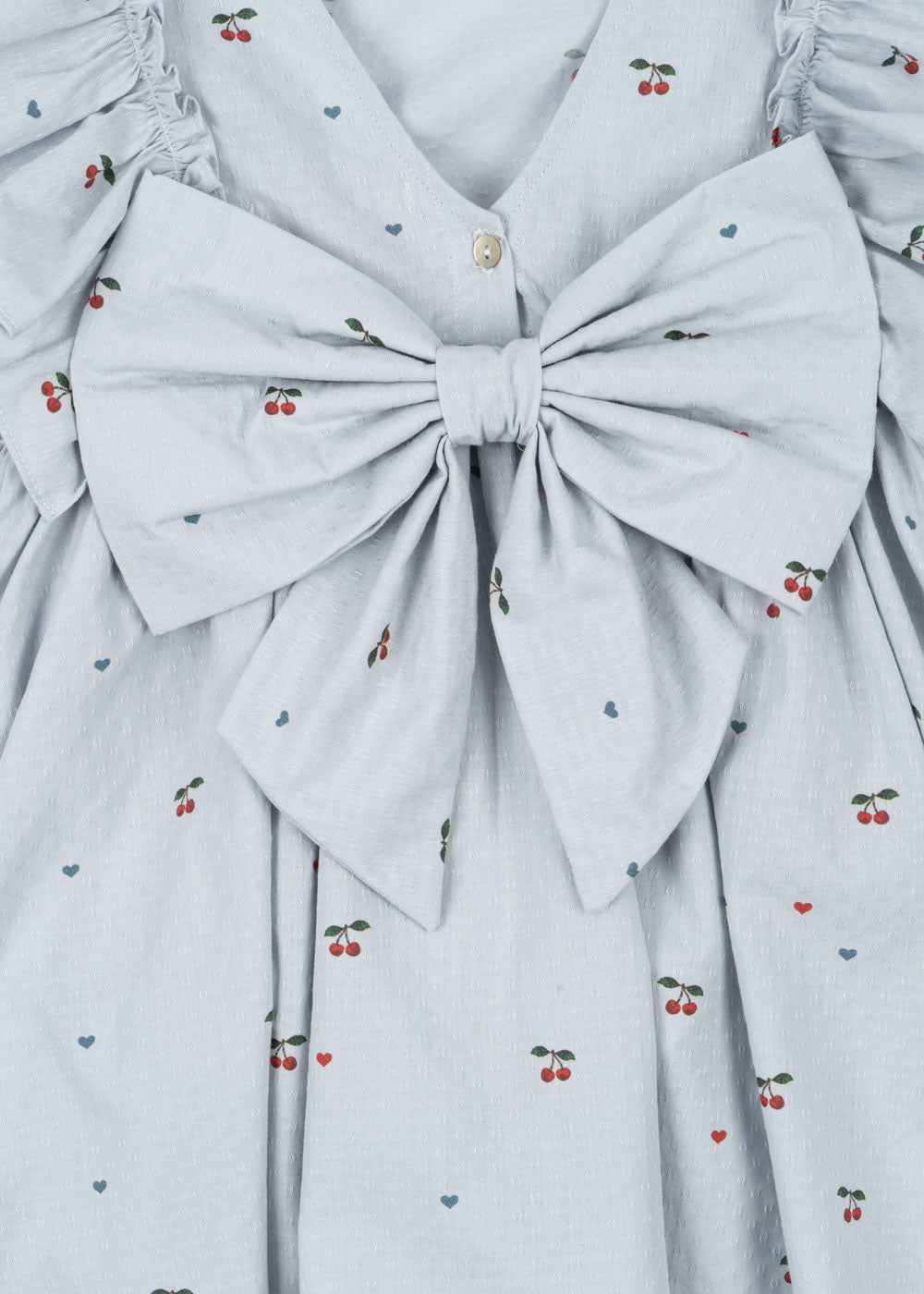 Konges Sløjd Konges Sløjd Evia LS Bow Dress - Cherry Blue Coeur - Pearls & Swines