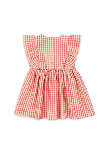 Konges Sløjd Konges Sløjd - Kim Frill Dress Gots - Flamingo Plume check - Pearls & Swines