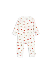 Konges Sløjd Konges Sløjd - Premature Minnie Onesie Gots - Rose Red - Pearls & Swines