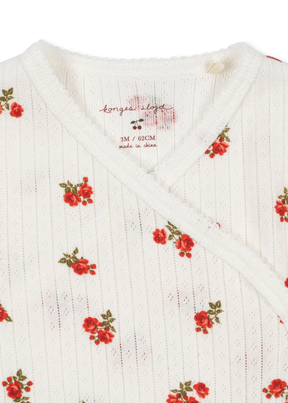 Konges Sløjd Konges Sløjd - Minnie Newborn Onesie Gots - Rose Red - Pearls & Swines