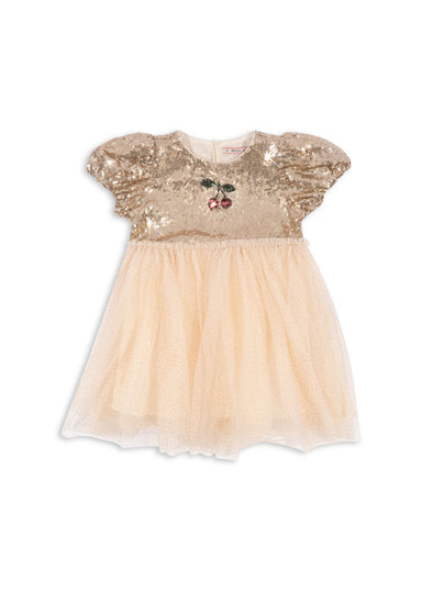 Konges Sløjd Konges Sløjd - Starla Puff Sleeve Dress - Gold Blush - Pearls & Swines