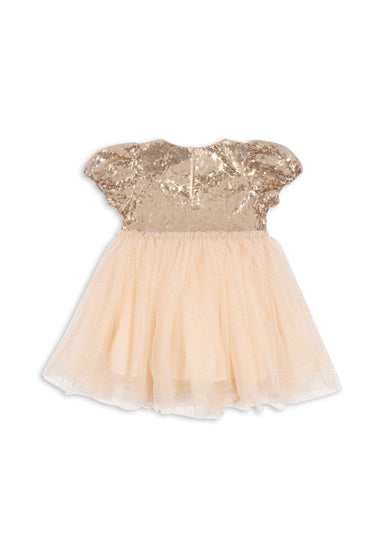 Konges Sløjd Konges Sløjd - Starla Puff Sleeve Dress - Gold Blush - Pearls & Swines