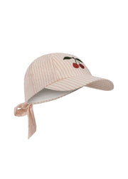 Konges Sløjd Konges Sløjd - Ellie Bow Cap Gots - Peony Stripe - Pearls & Swines