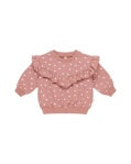 Quincy Mae Quincy Mae - Ruffle Sweatshirt - Lipstick Hearts - Pearls & Swines