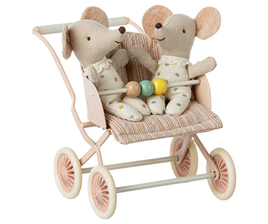 Maileg Maileg Stroller, Baby Mice - Rose - Pearls & Swines