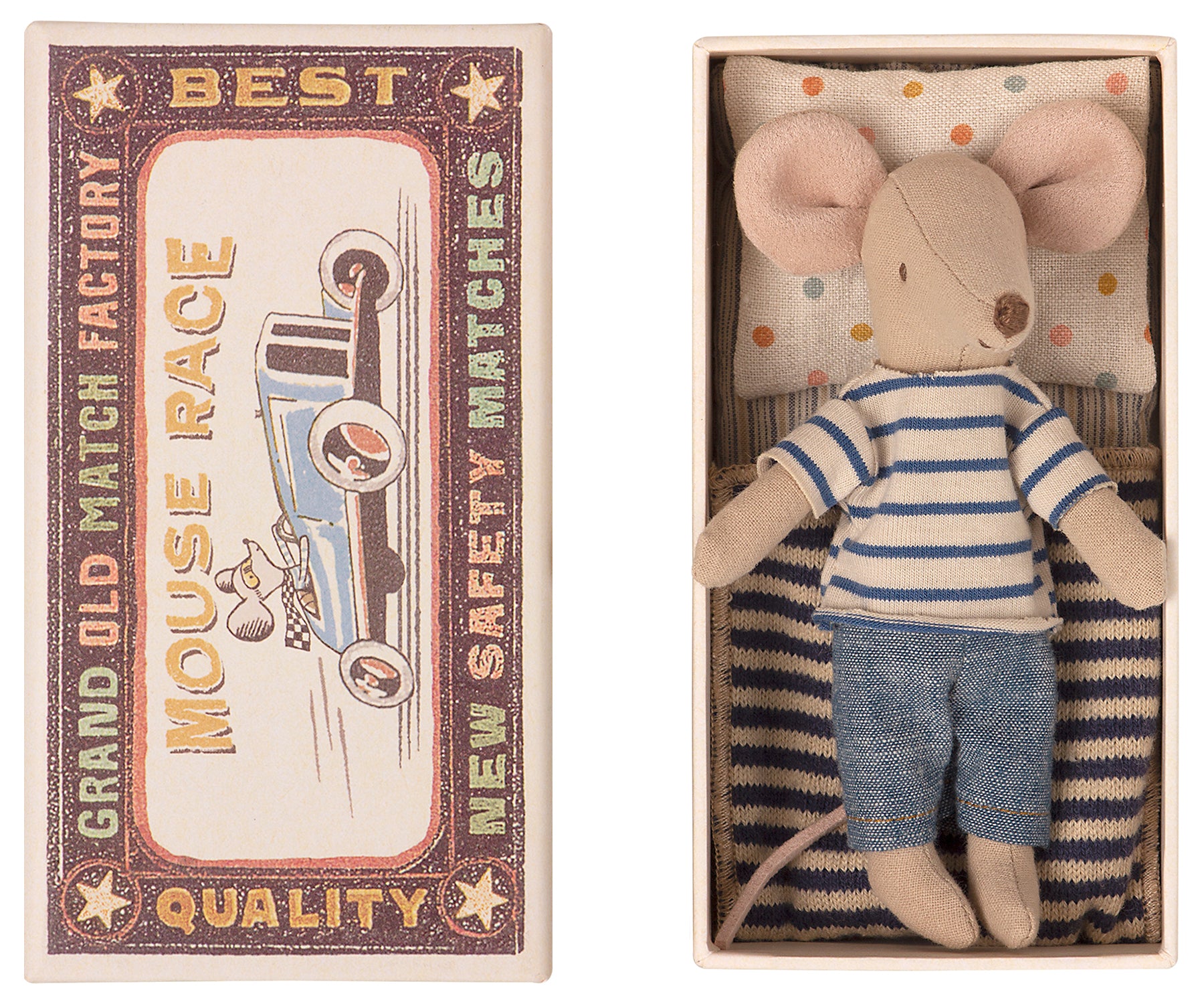 Maileg Maileg Big Brother Mouse in Box - Striped Jumper - Pearls & Swines