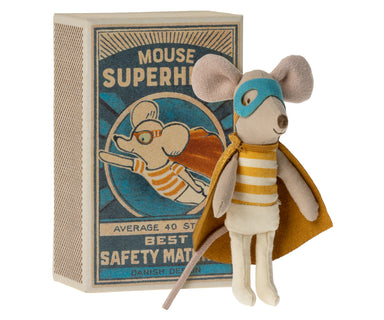 Maileg Maileg Super Hero Mouse, Little Brother in Matchbox - Pearls & Swines