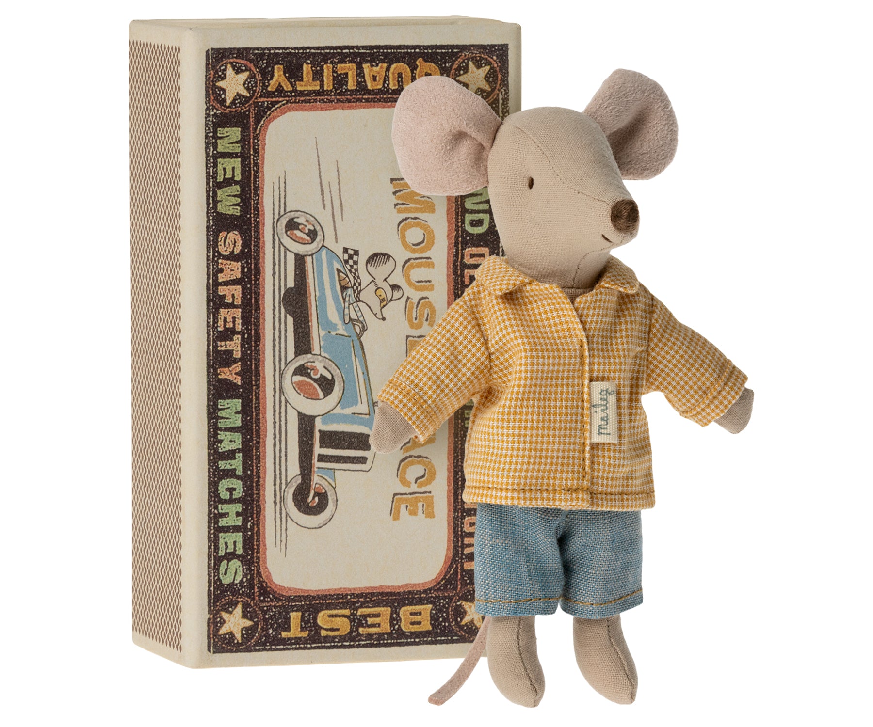 Maileg Maileg - Big Brother Mouse in Box - Check Shirt - Pearls & Swines