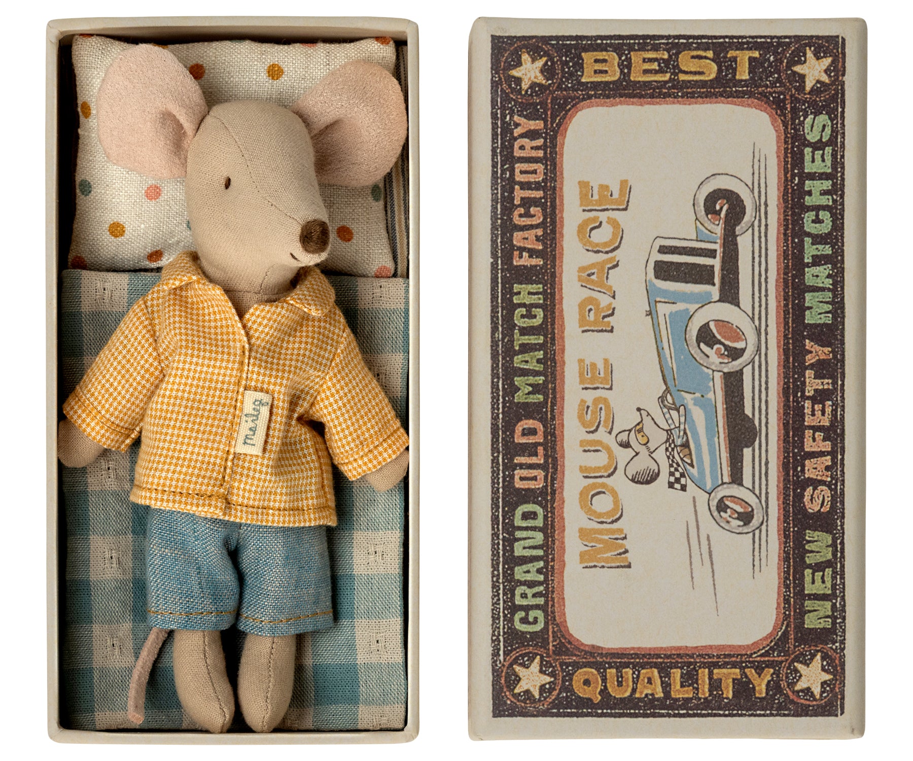 Maileg Maileg Big Brother Mouse in Box - Check Shirt - Pearls & Swines