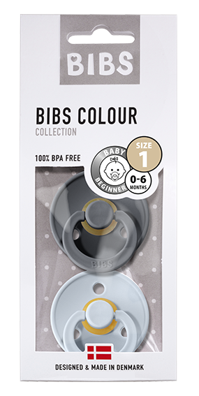 BIBS BIBS Pacifier - Blister Iron/Baby Blue T1 - Pearls & Swines