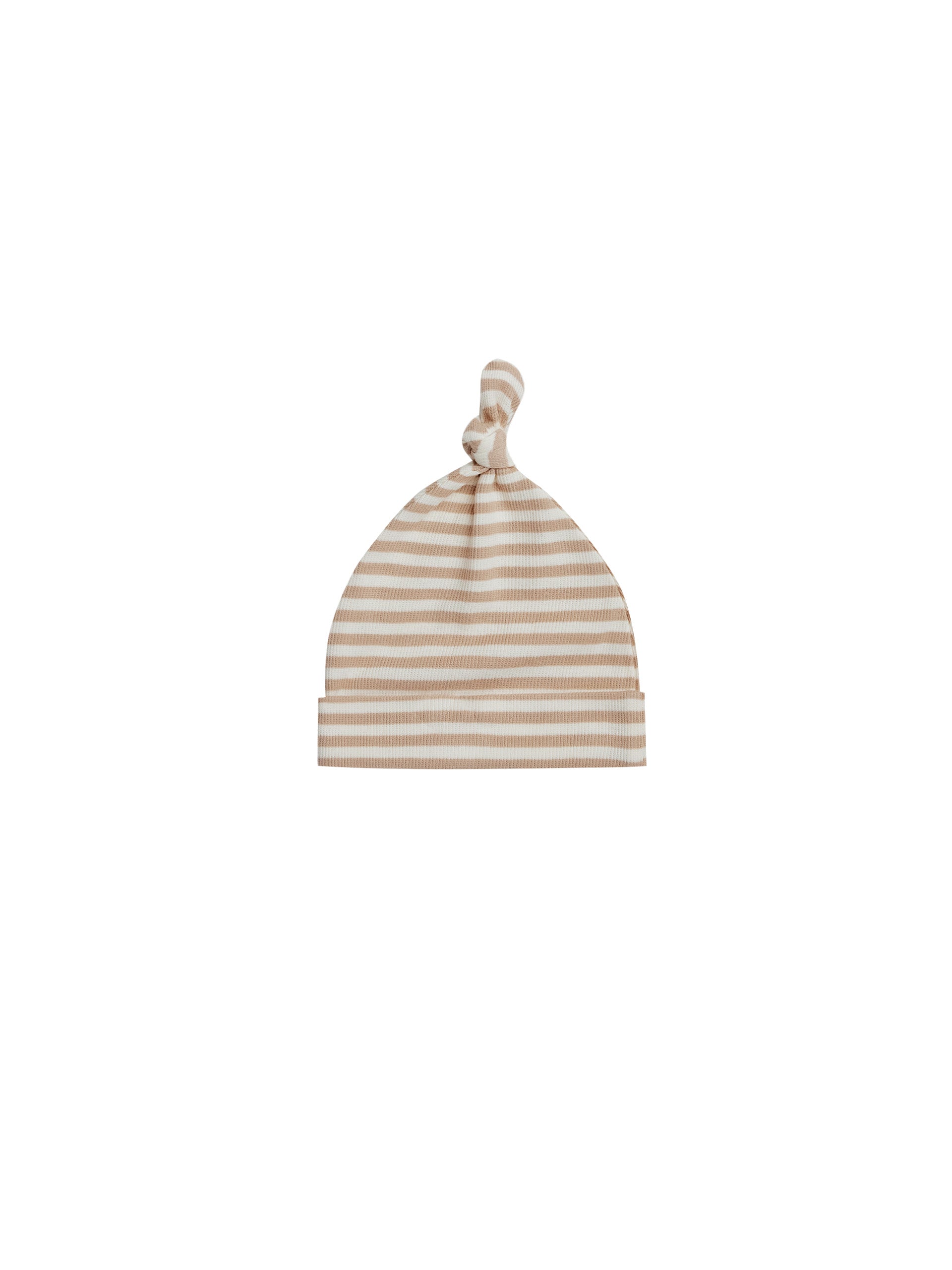 Quincy Mae Quincy Mae Knotted Baby Hat - Latte Stripe - Pearls & Swines