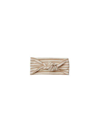Quincy Mae Quincy Mae Knotted Headband - Latte Stripe - Pearls & Swines