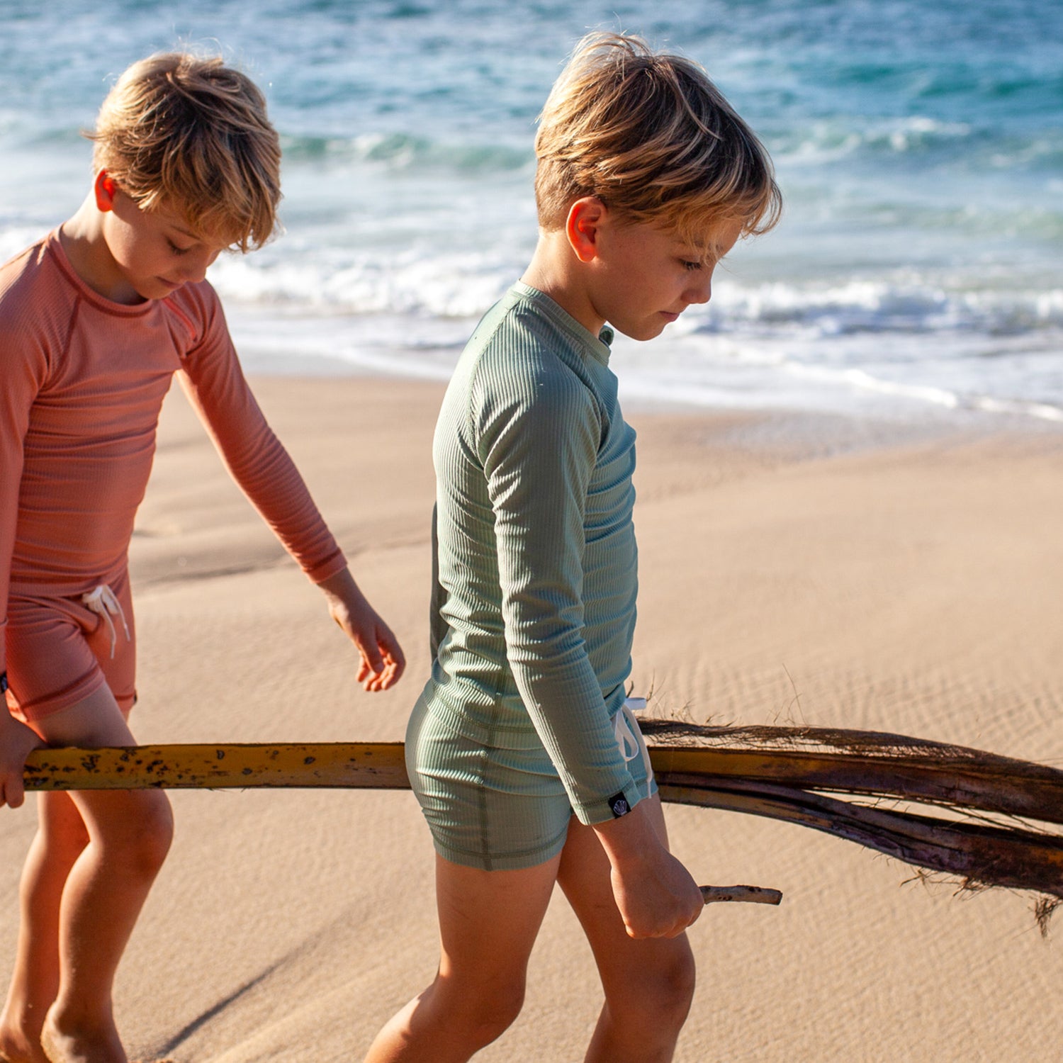 Beach & Bandits Collection Sale - Beach & Bandits - Basil Ribbed - Swimshort - Pearls & Swines