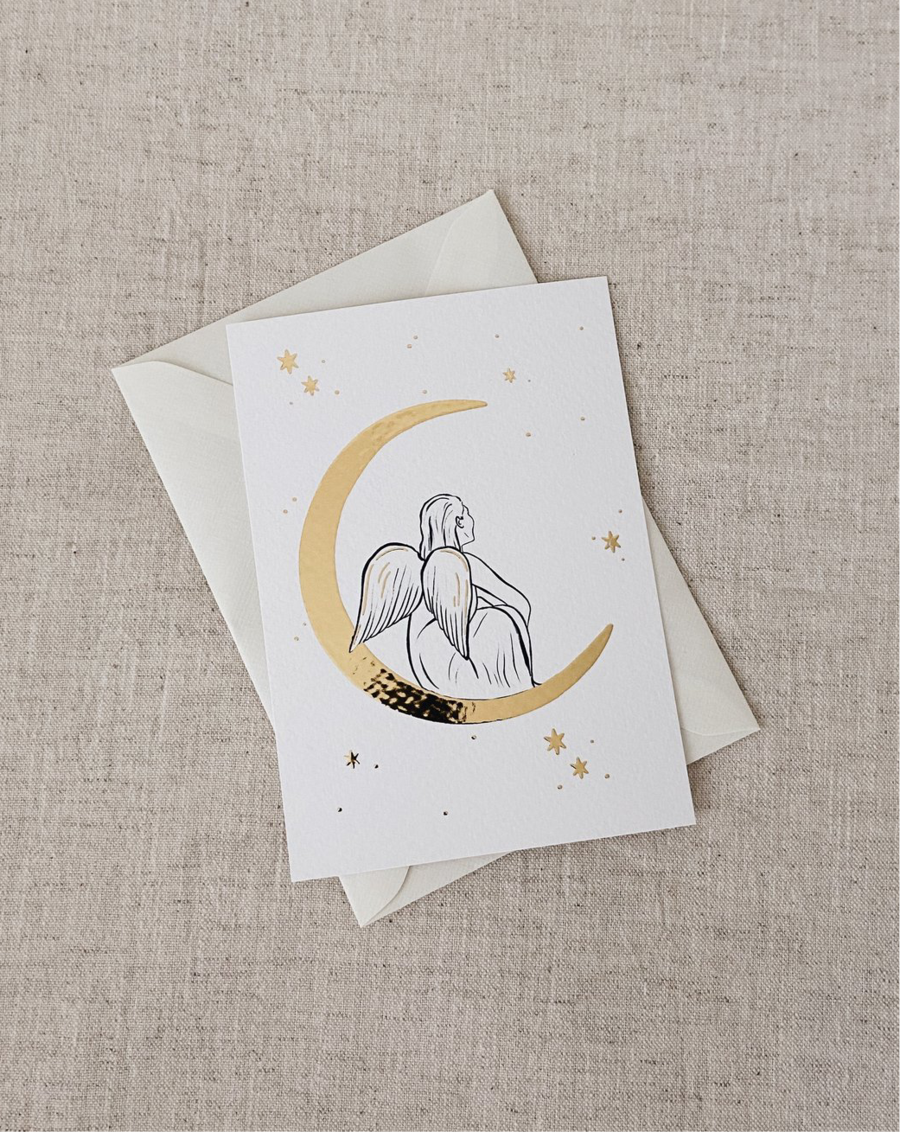 Amber de Vreng Amber de Vreng Christmas Card - Moon Angel - Pearls & Swines